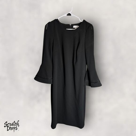 Calvin Klein Womens Black Dress Size 10 Long Sleeve 17x41 Elegant Fashion - Picture 1 of 3